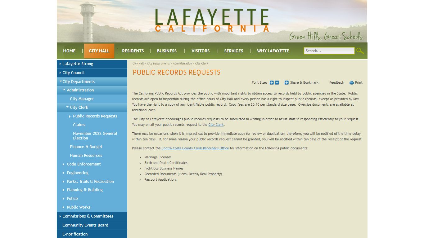 Public Records Requests | City of Lafayette, CA